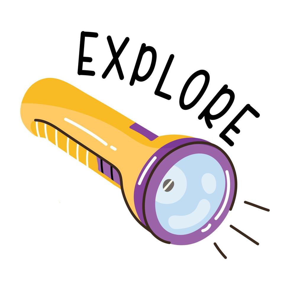 Get your hands on this flashlight flat doodle sticker vector