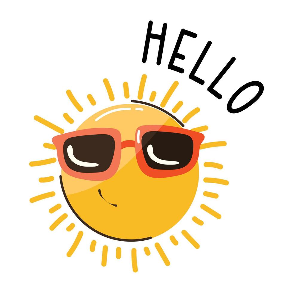 A cute flat doodle sticker of sun vector
