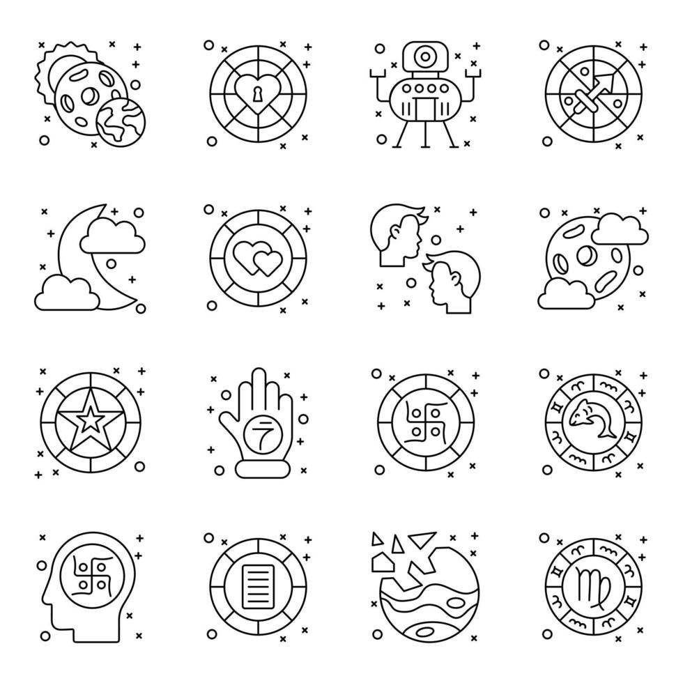 conjunto de iconos lineales del horóscopo del zodiaco vector