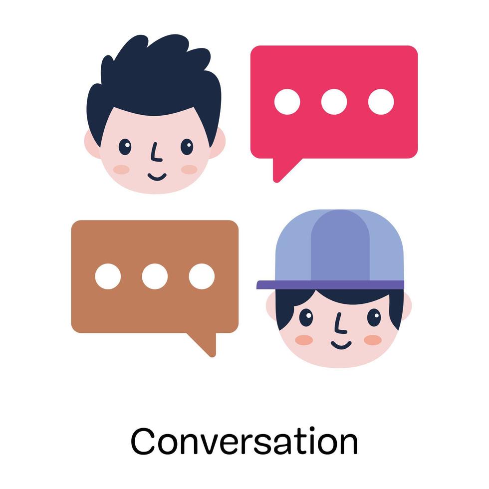 Persons with speech bubbles, flat icon of conversation vector