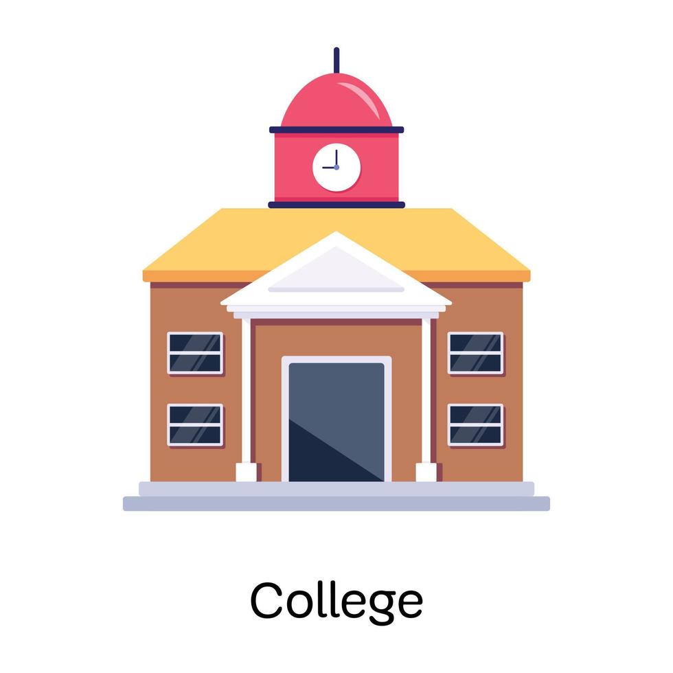 A customizable flat icon of college, learning institute vector