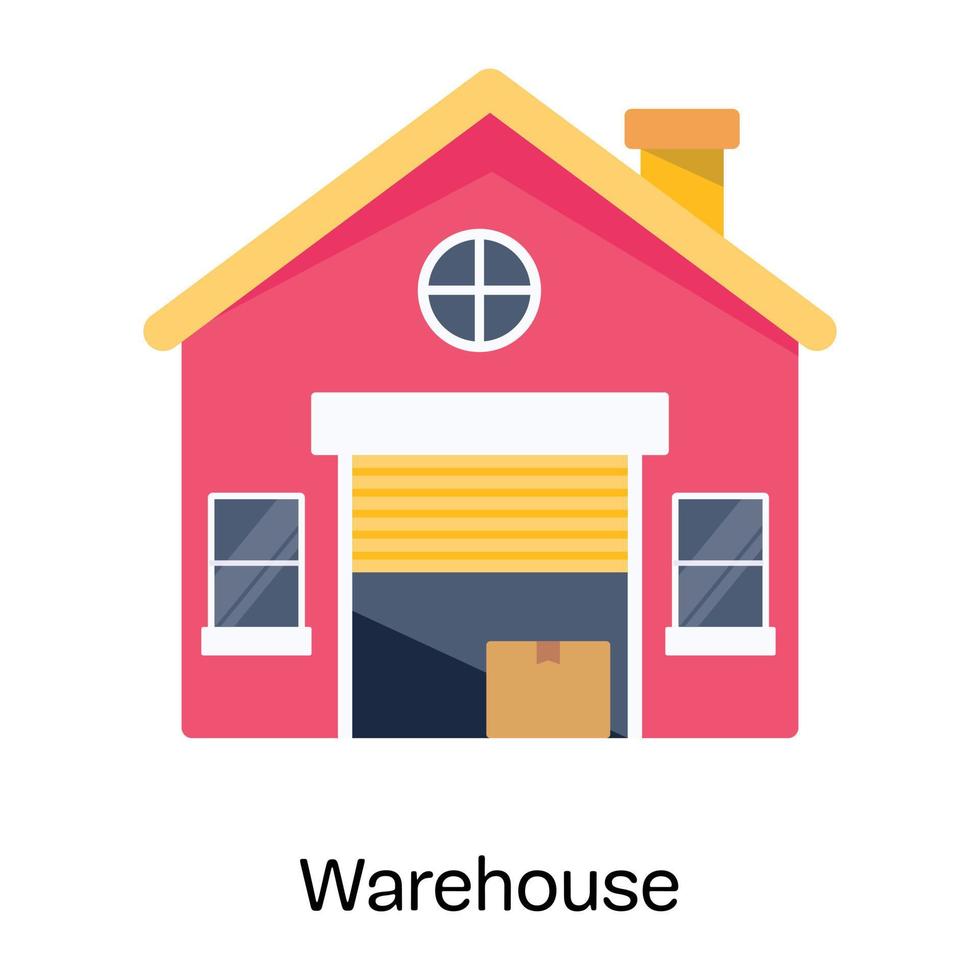 A well-designed flat icon of warehouse vector