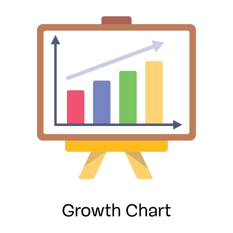 A scalable flat icon of growth chart vector