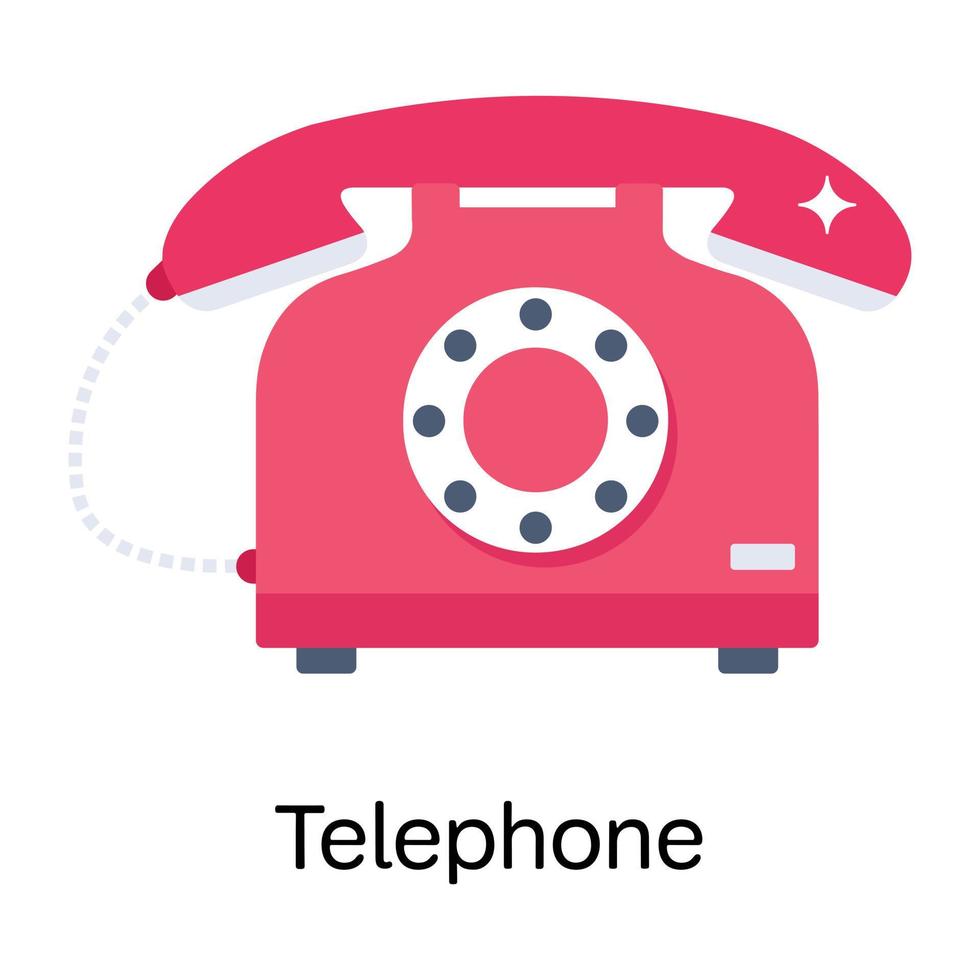 Retro communication device, flat icon of telephone vector