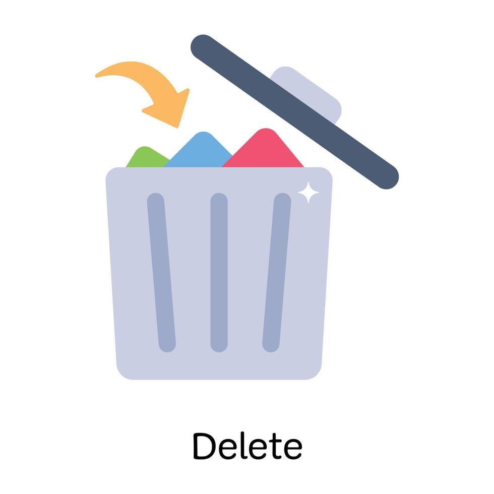 Dustbin is denoting the concept of delta flat icon vector