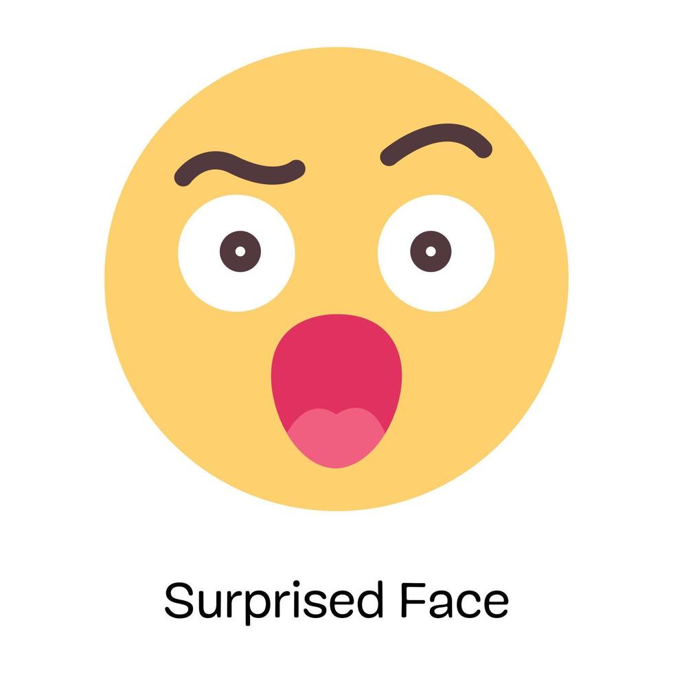 Check out this cute surprised face emoji, flat icon vector