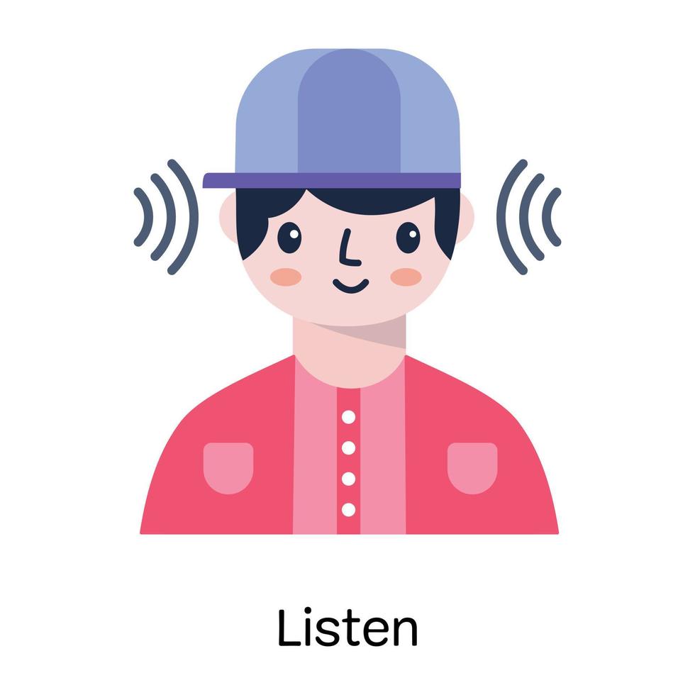 Easy to use flat icon of listen vector