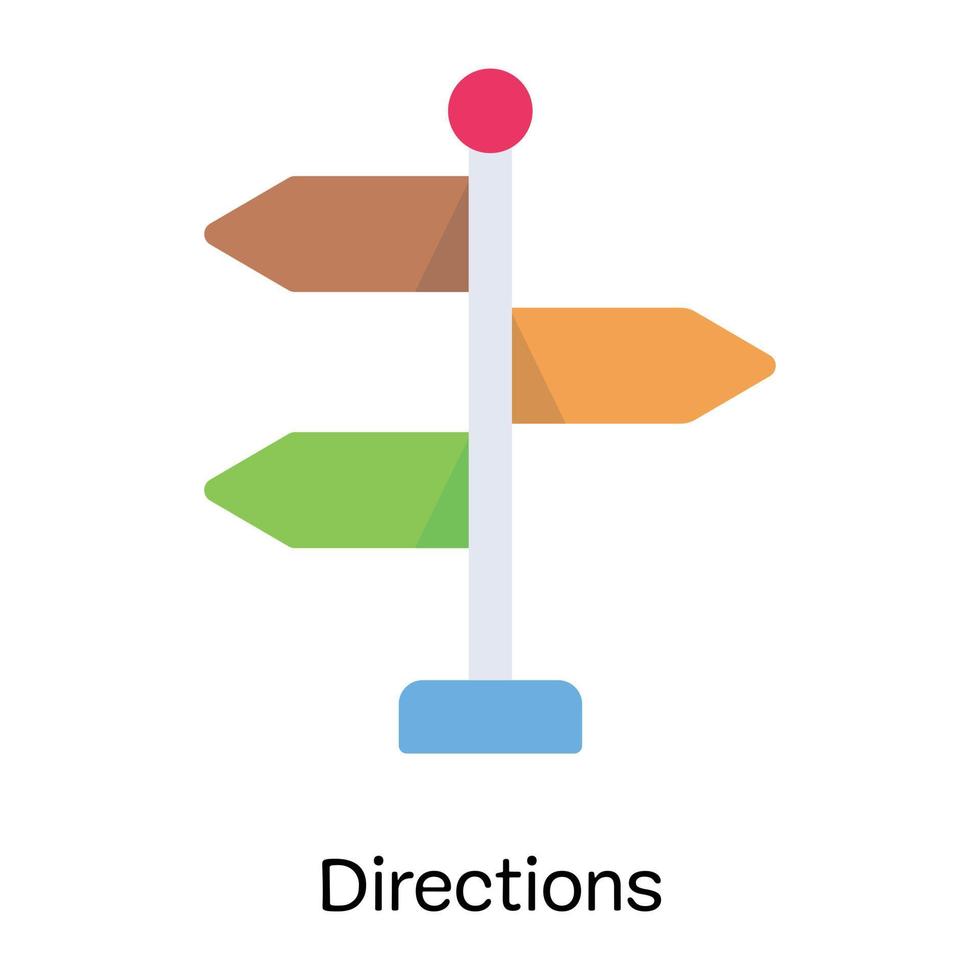 An icon of direction in flat style, road board vector