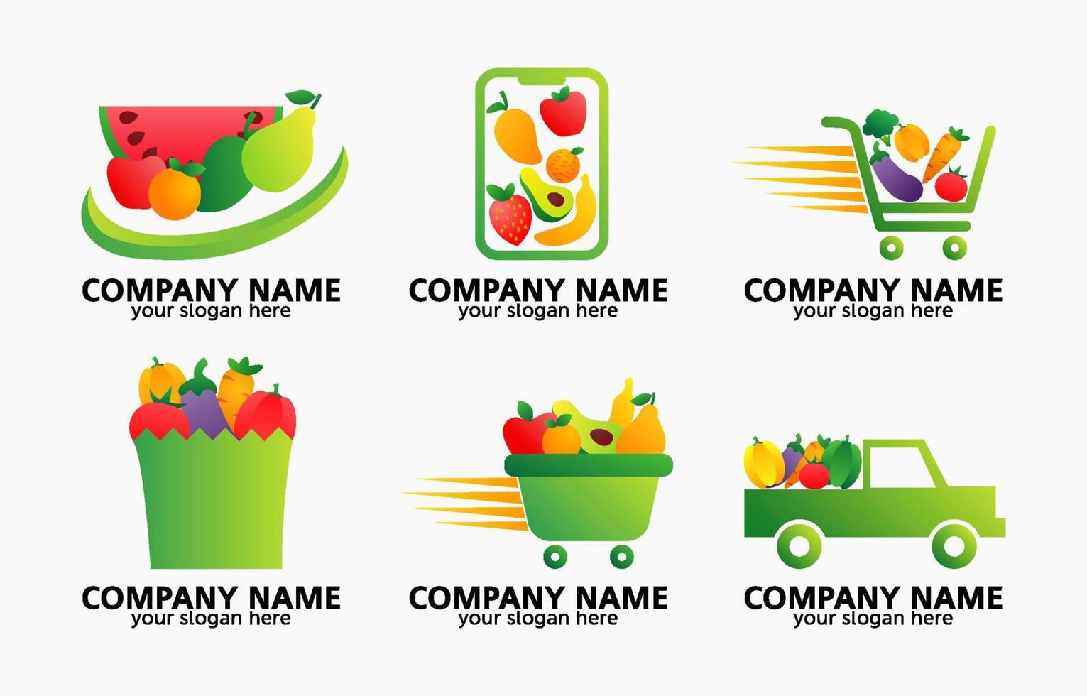 Set of Fresh Produce Groceries Logo vector