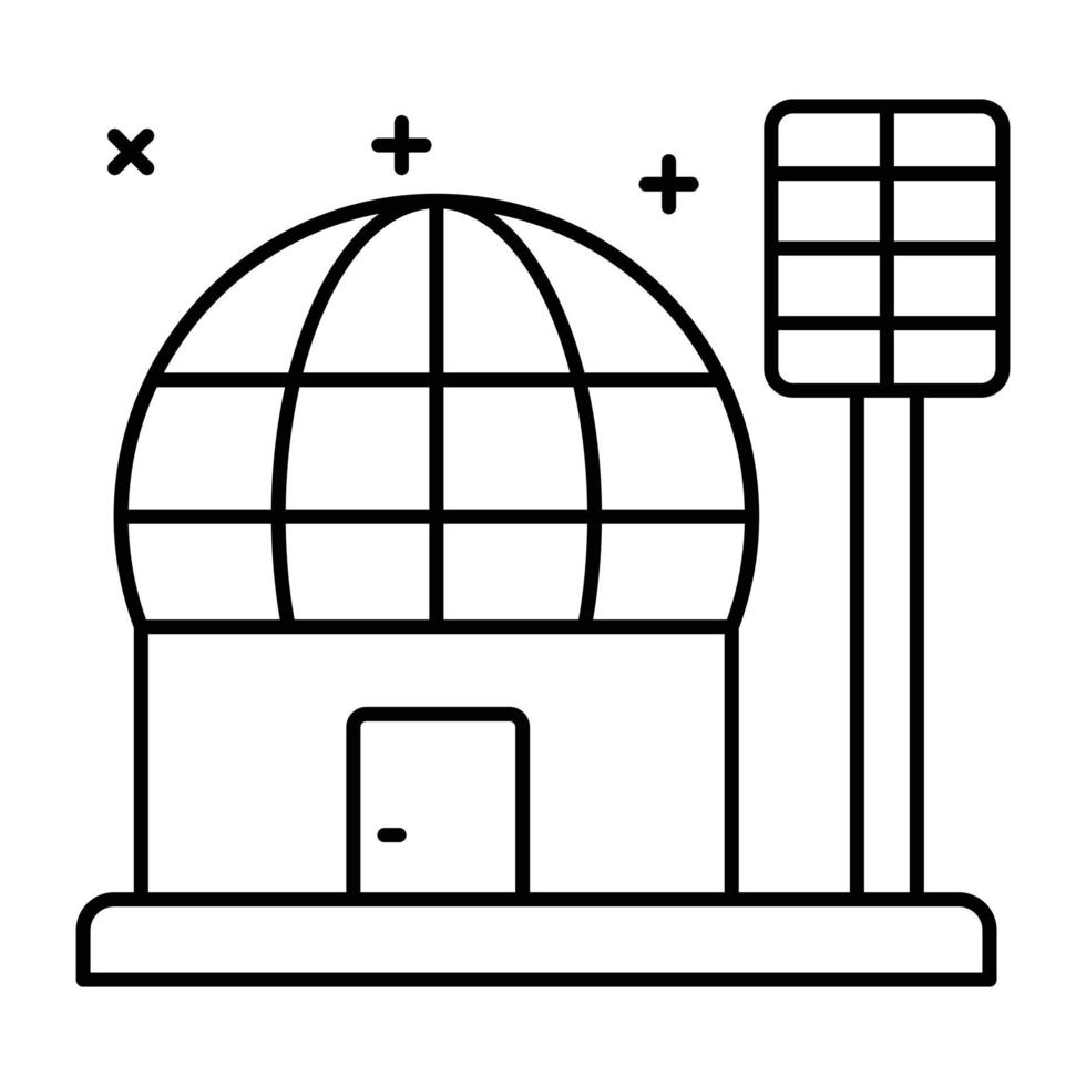 A customizable linear icon of astronomical observatory vector