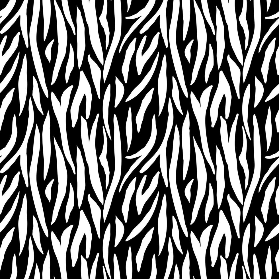 Monochrome tiger skin seamless pattern. Abstract zebra skin, stripes wallpaper. vector