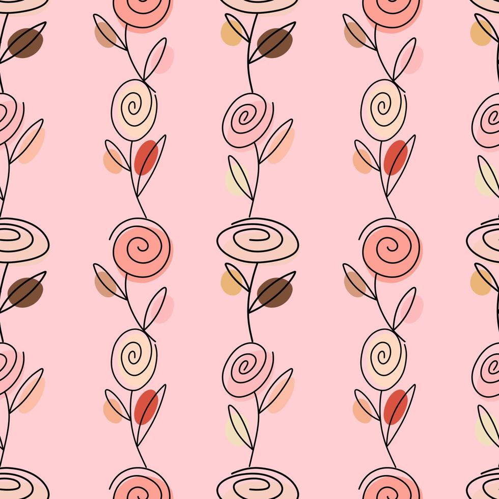 Pink pattern with roses in nude tones vector