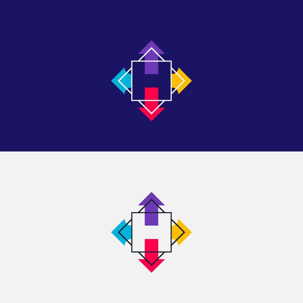 logo template letter H game online, concept initial H with arrow stick game. vector