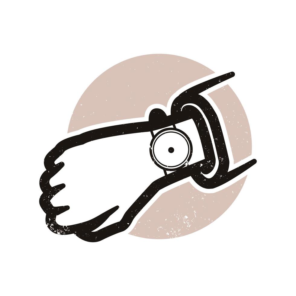 hand illustration design using a watch vector