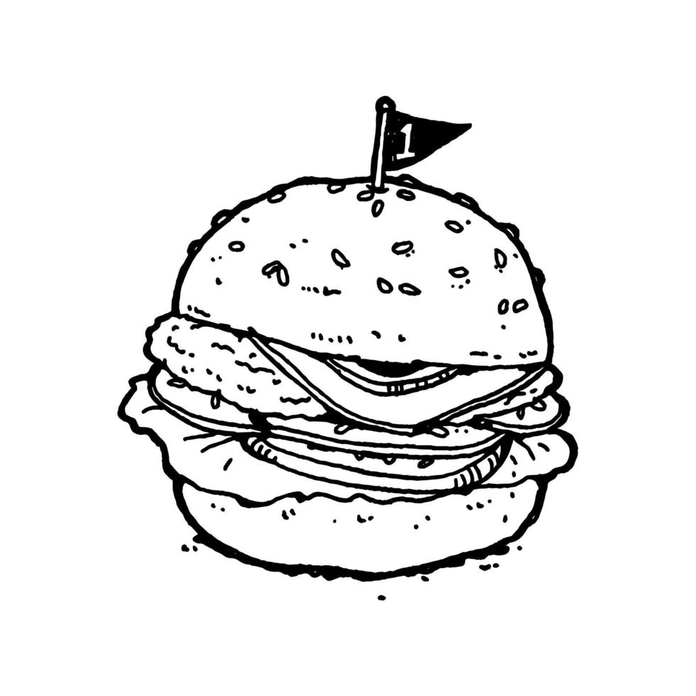 ilustración de arte de línea de hamburguesa vector