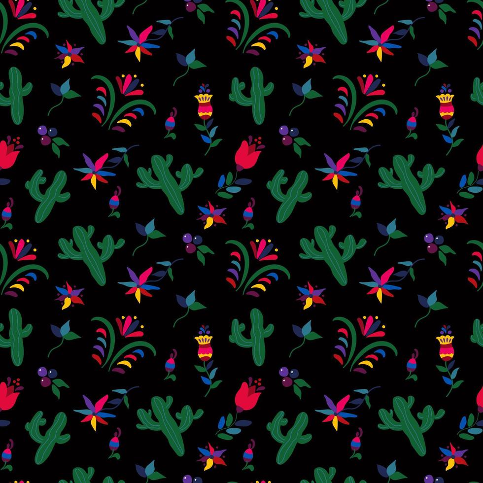 Seamless pattern with cute birds and flowers for the holiday Cinco de mayo. vector