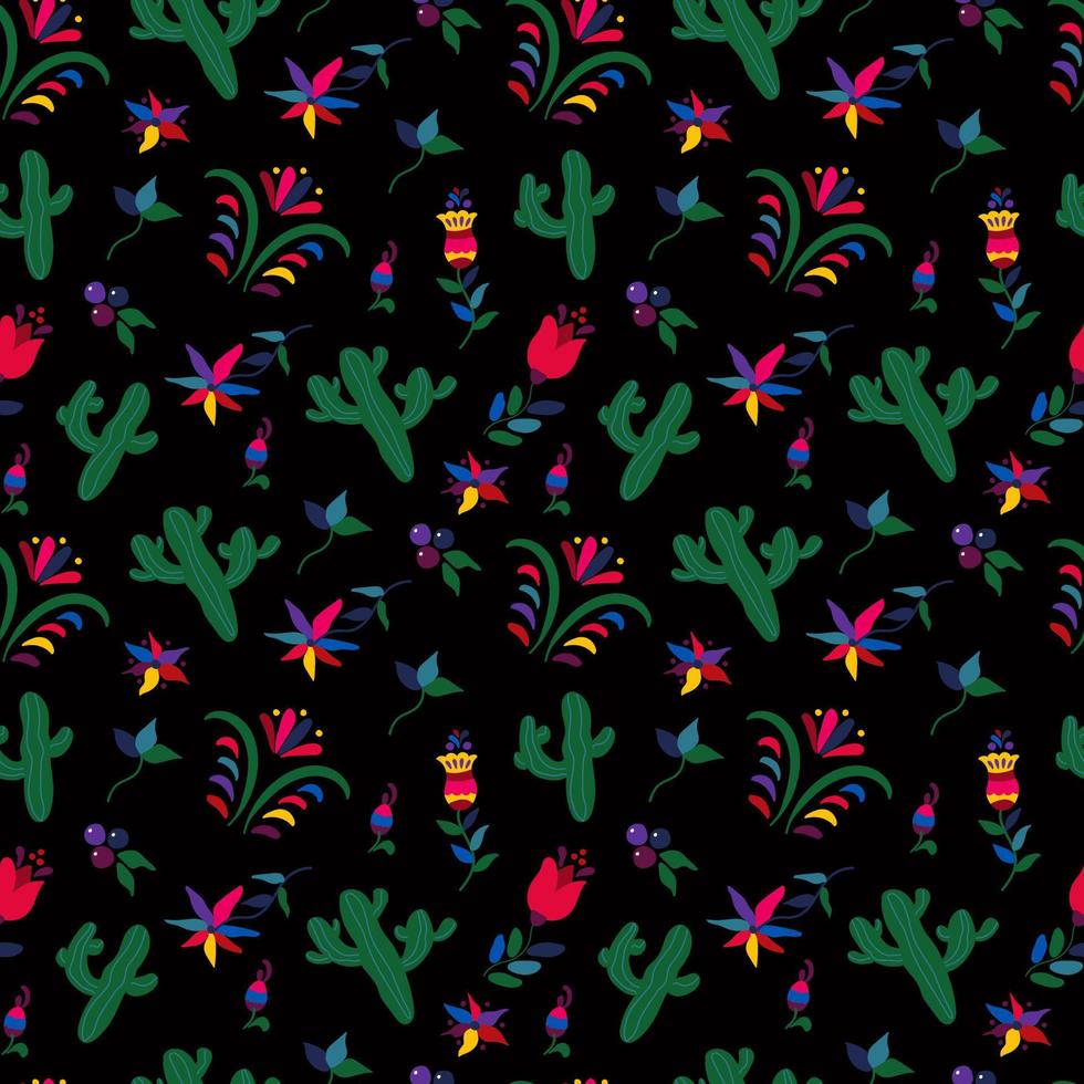 Seamless pattern with cute birds and flowers for the holiday Cinco de mayo. vector