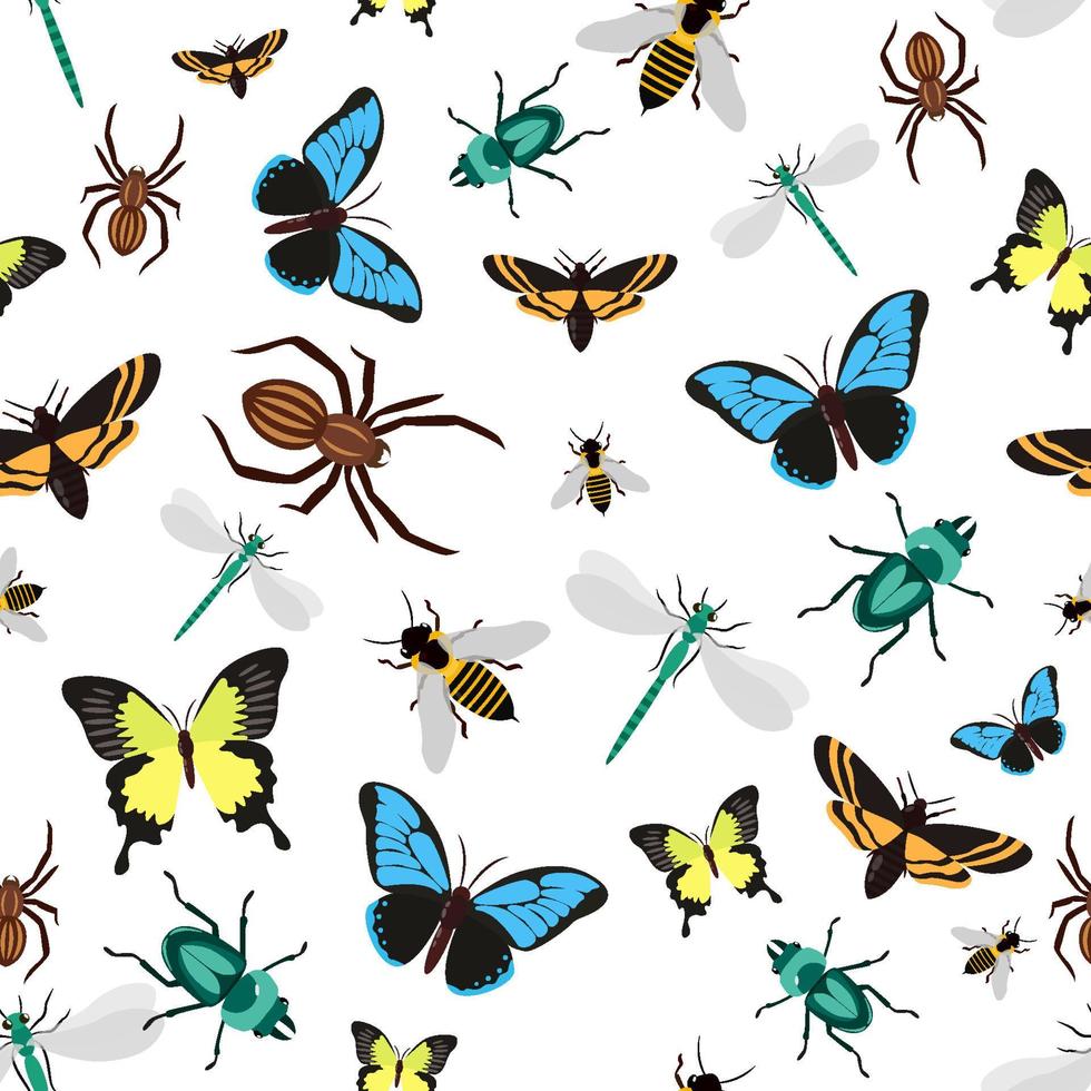 Seamless Pattern of Insects Elements Background vector