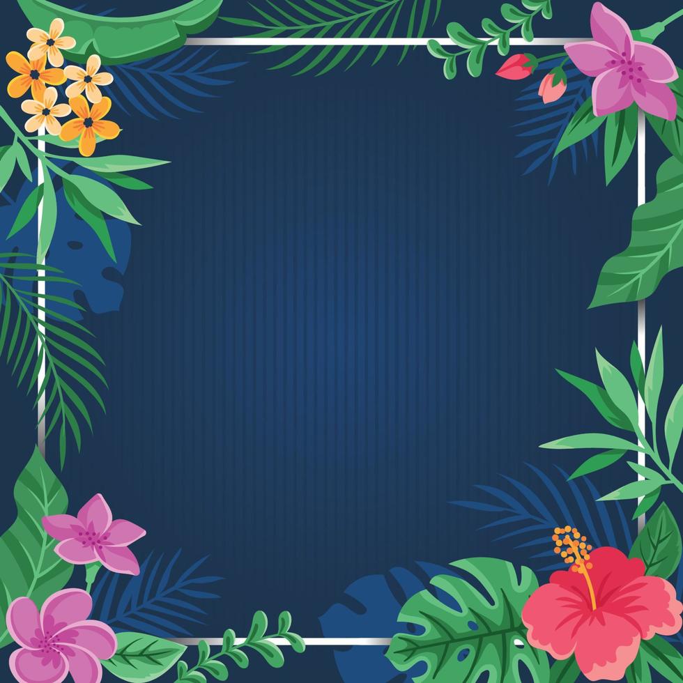 Summer Floral and Leaves Frame vector