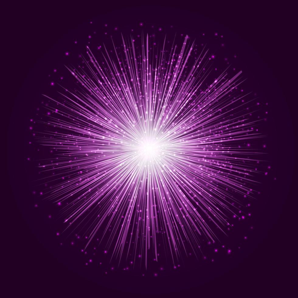 Explosion on purple background. Vector illustration.