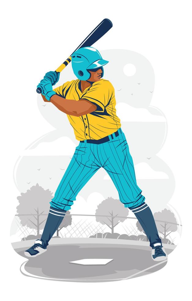 Baseball Player at Hitter Posiition Concept vector