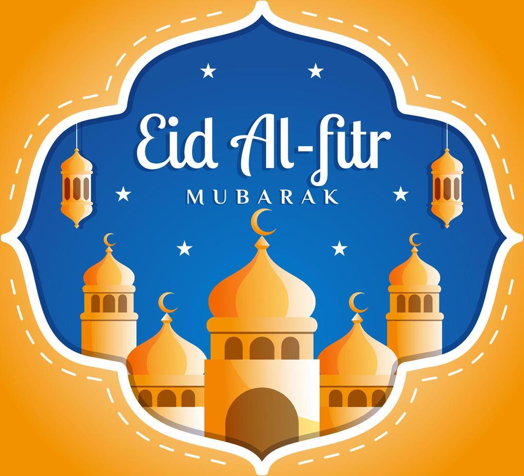 eid al-fitr paper style greeting card vector