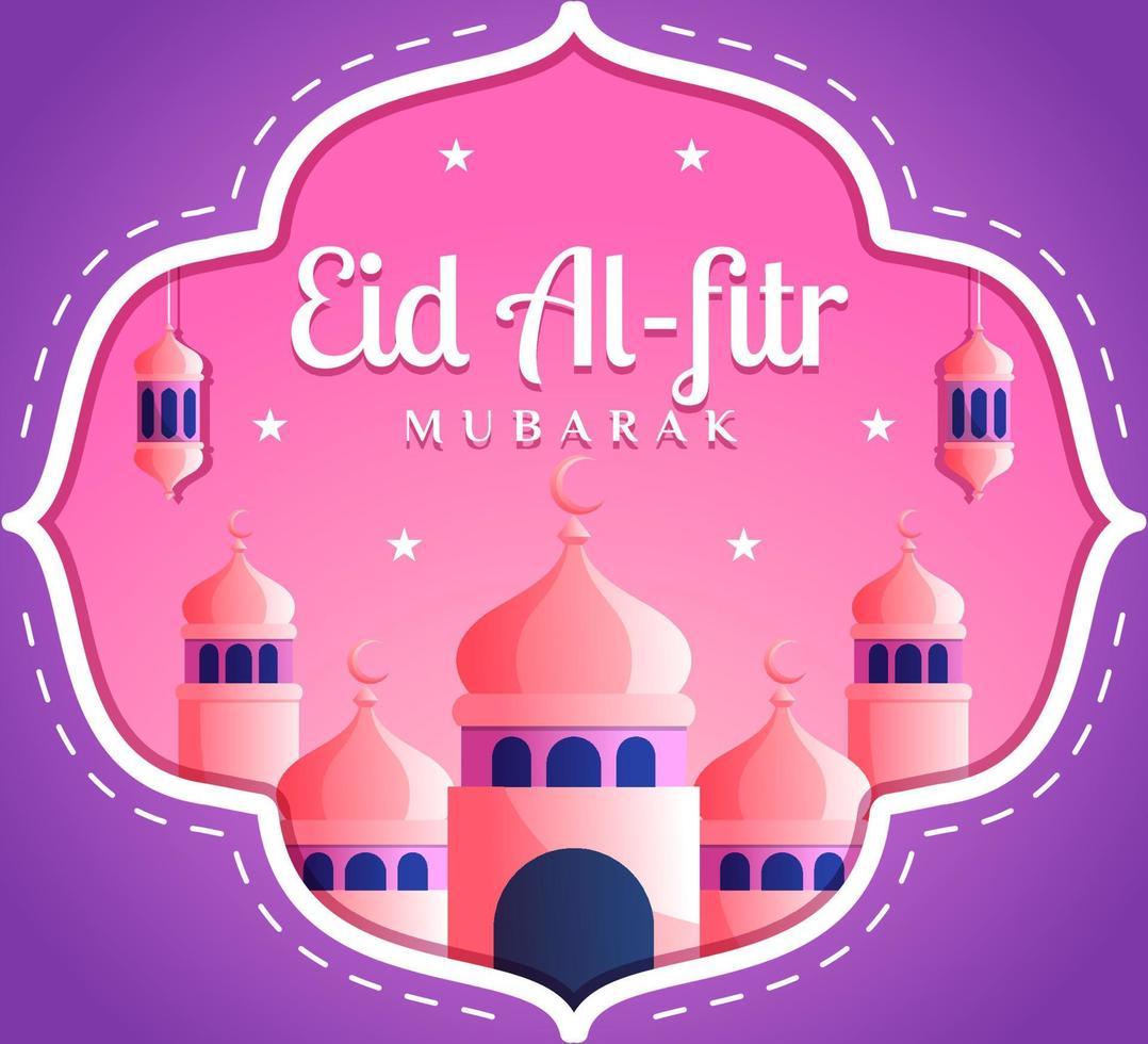 eid al-fitr paper style greeting card vector