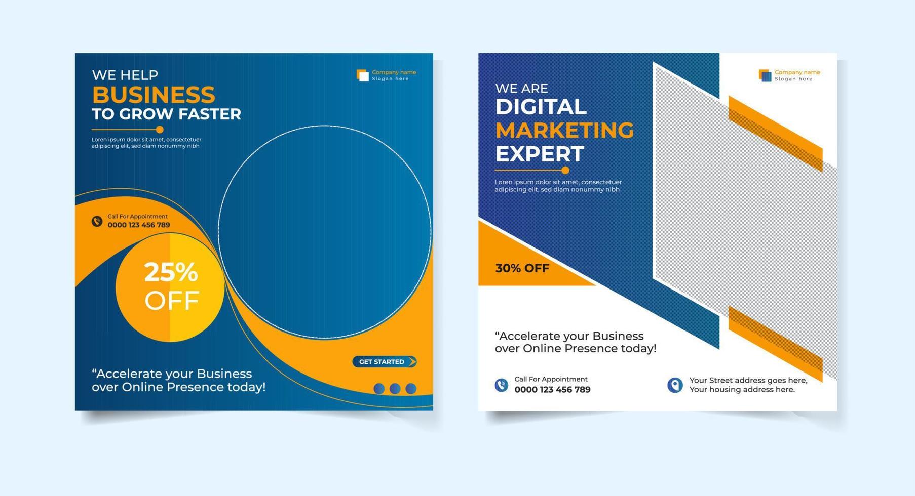 Modern digital marketing agency social media banner bundle vector