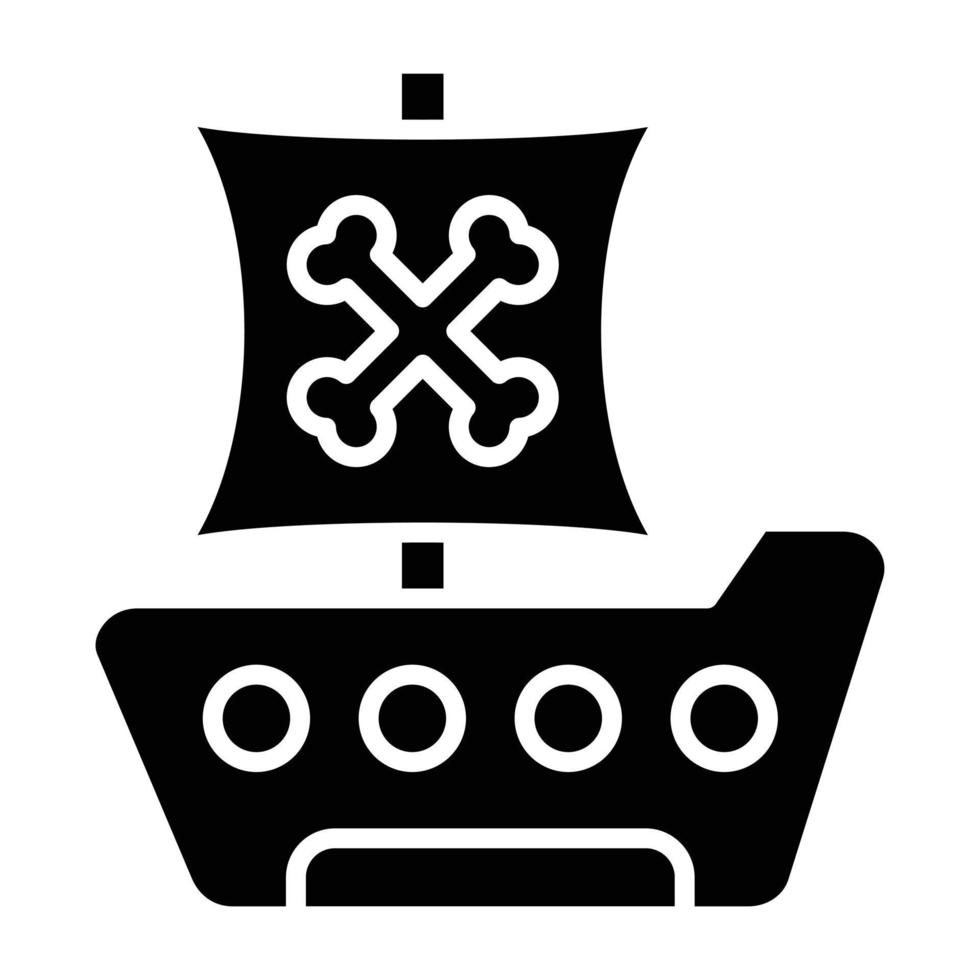 estilo de icono de barco pirata vector