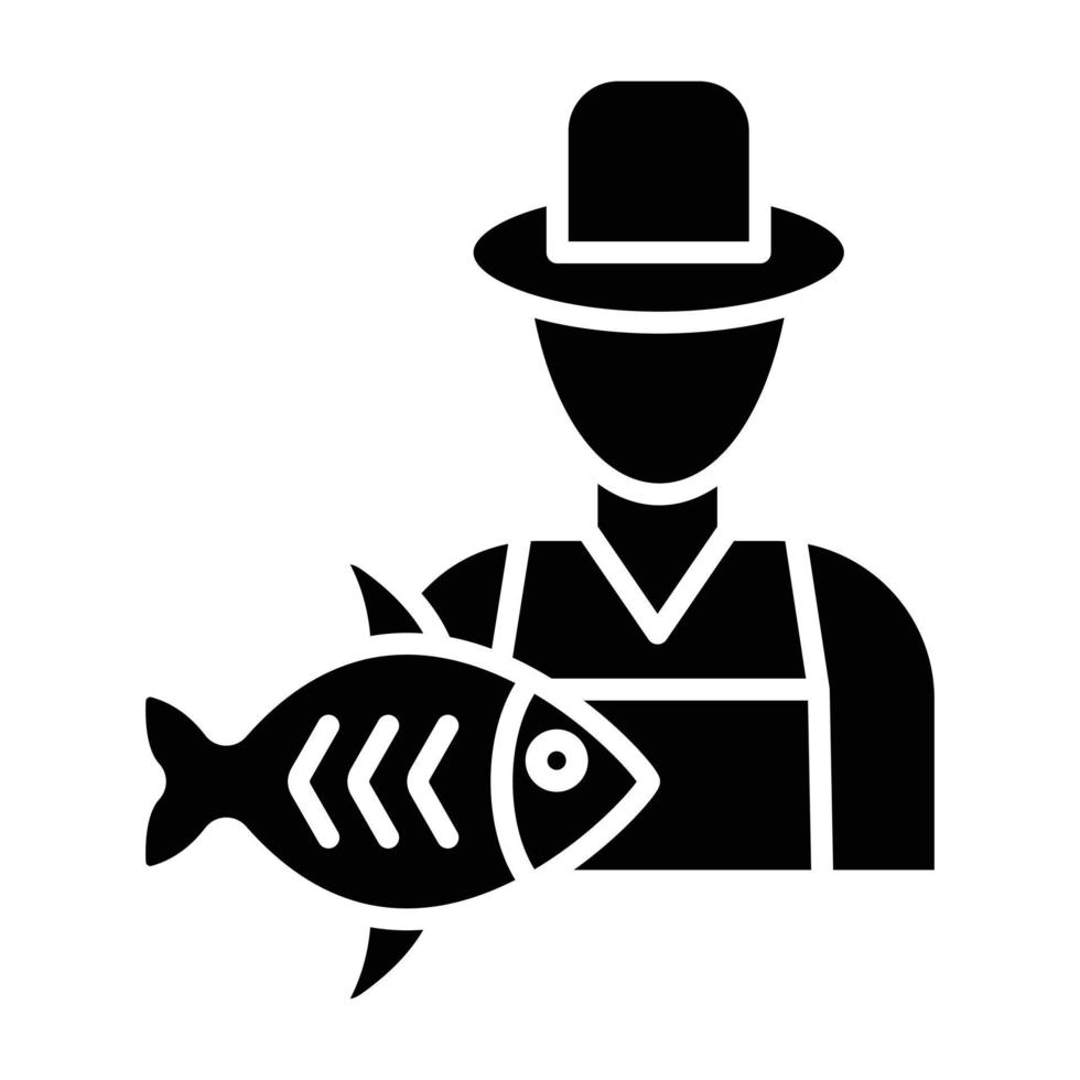 estilo de icono de pescador vector