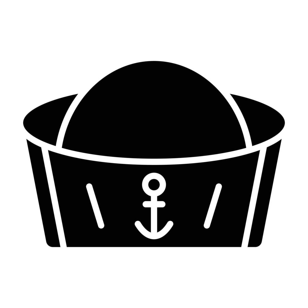 estilo de icono de sombrero de marinero vector