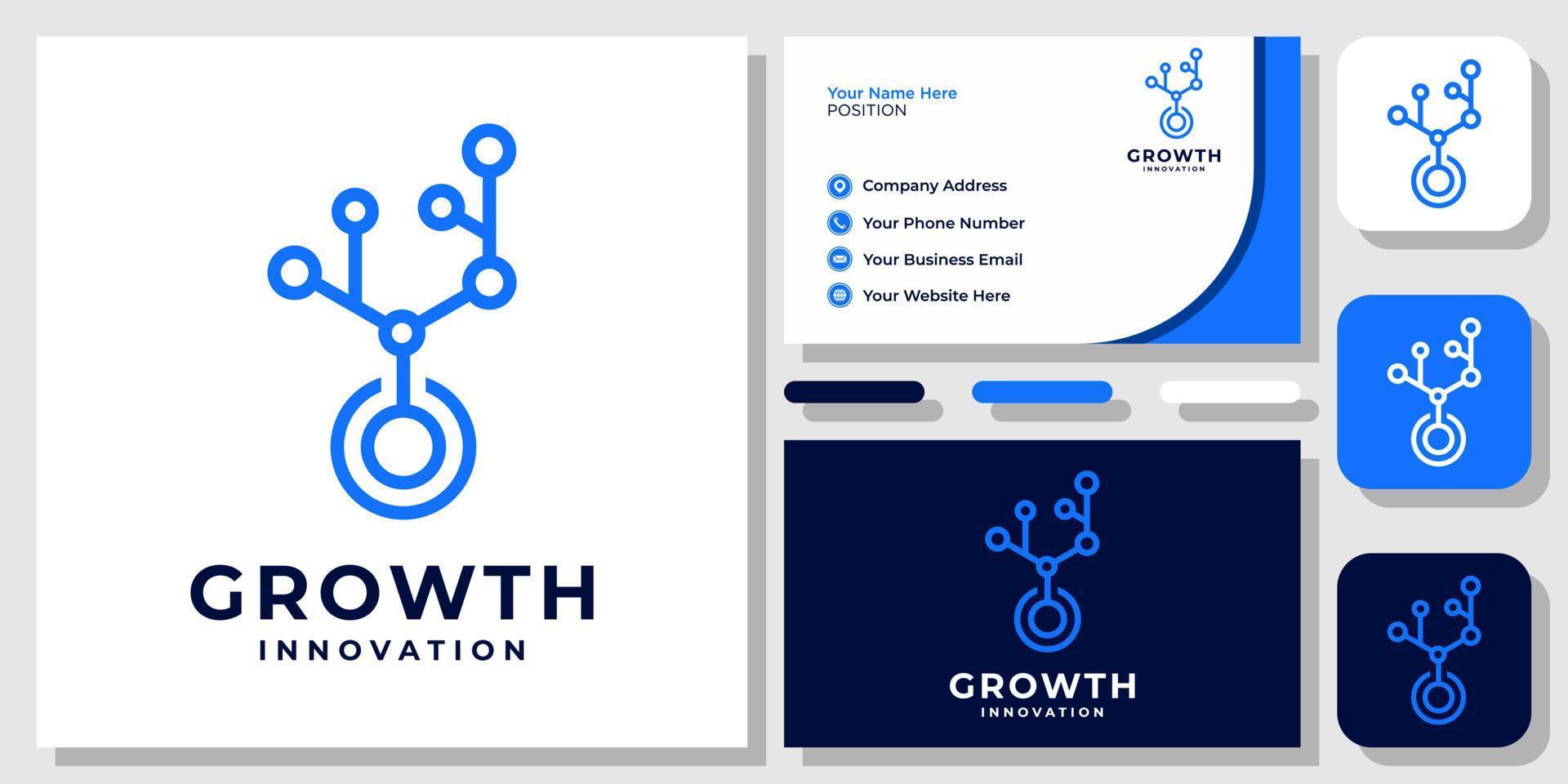 Growth Circle Ion Technology Innovation Connection Modern Logo Design with Business Card Template vector