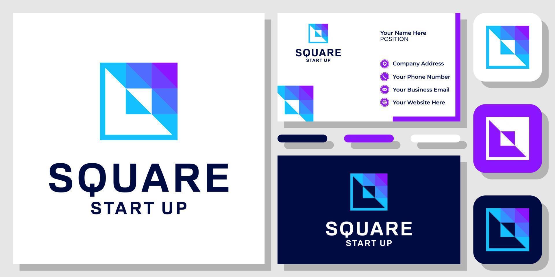 Arrow Up Startup Forward Success Triangle Square Colorful Logo Design with Business Card Template vector