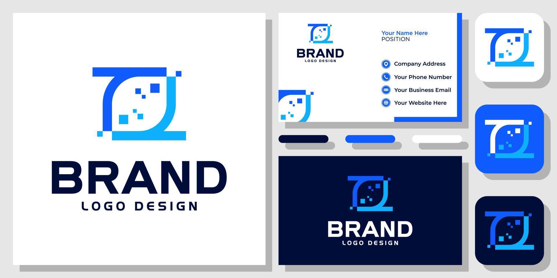 Initials Letter TT Technology Digital Square Spark Data Modern Logo Design with Business Card Template vector