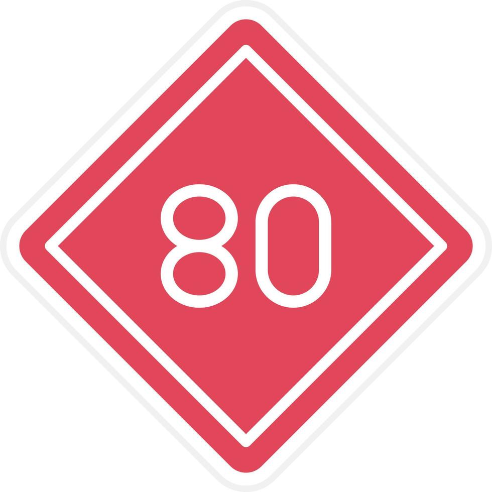 80 Speed Limit Icon Style vector