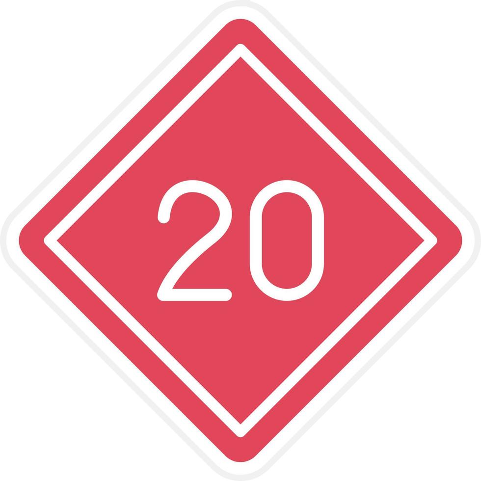 estilo de icono de límite de velocidad 20 vector