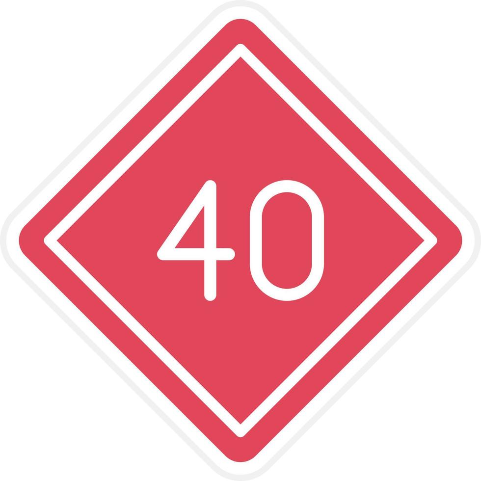 40 Speed Limit Icon Style vector