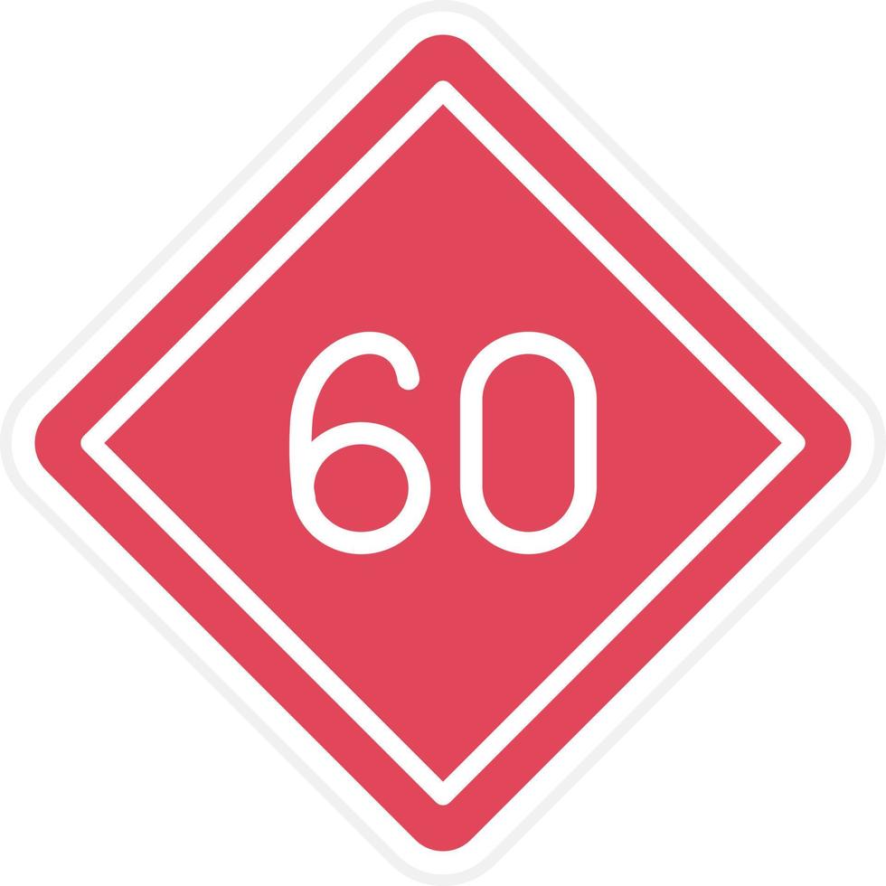 estilo de icono de límite de velocidad 60 vector