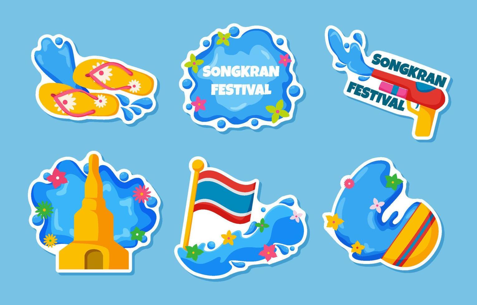 Collection Set of Songkran Festival Sticker vector