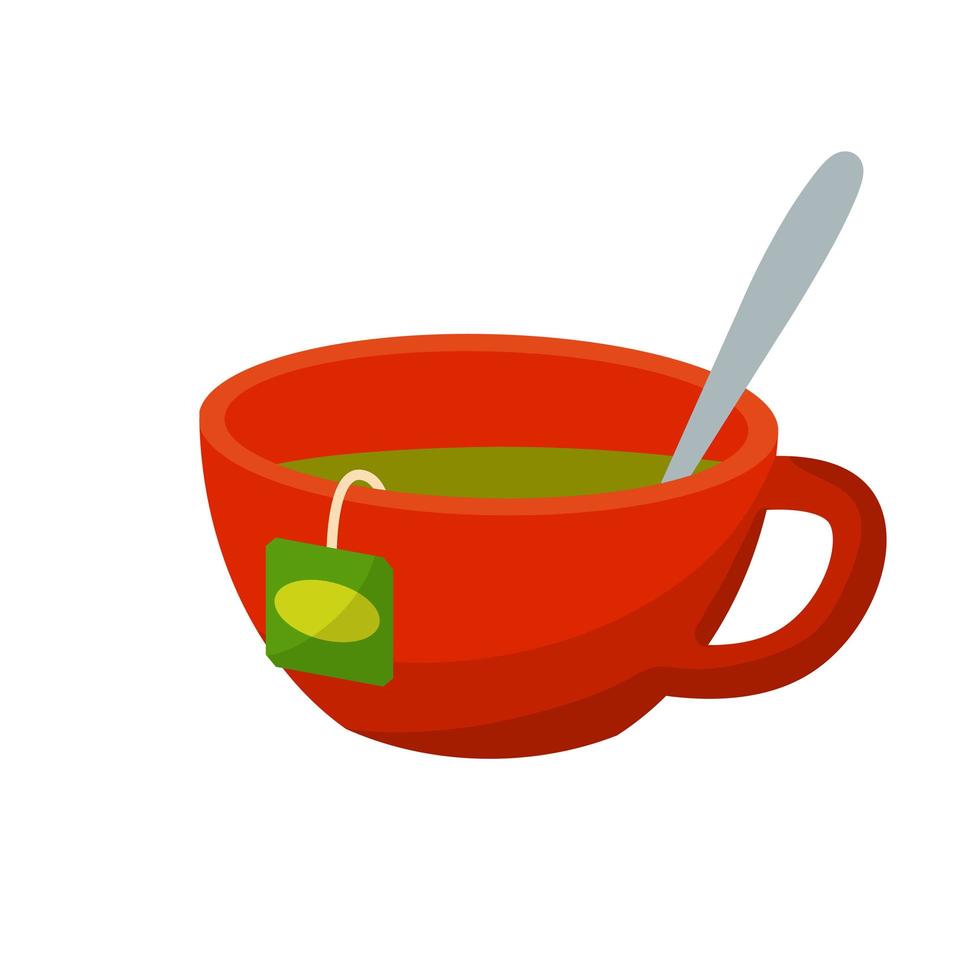 taza roja para beber. taza - elemento de cocina. vector