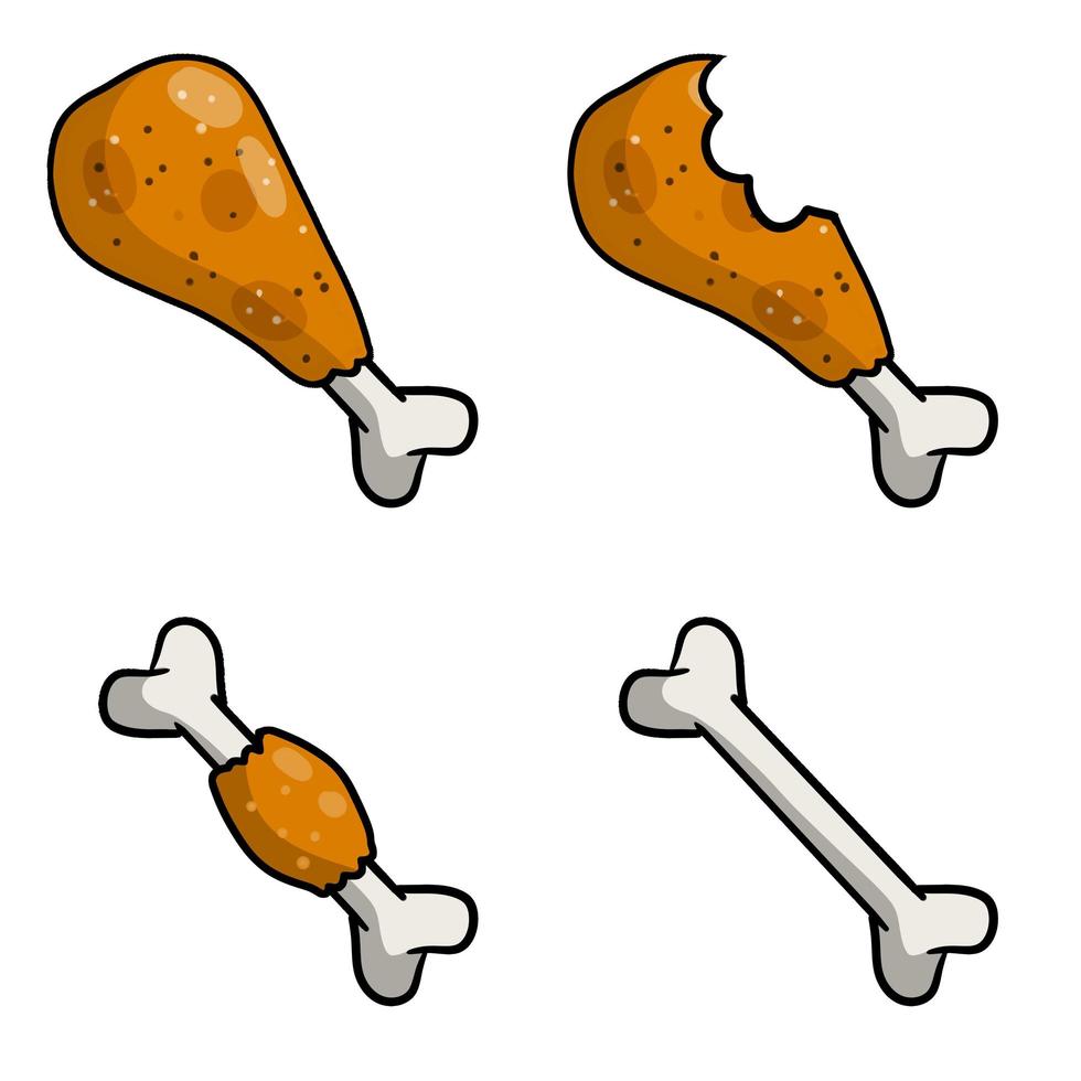 Piece of fried chicken leg. vector