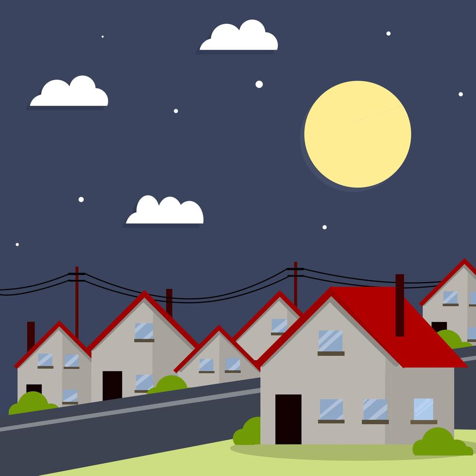 Cartoon flat illustration - city suburbs. vector