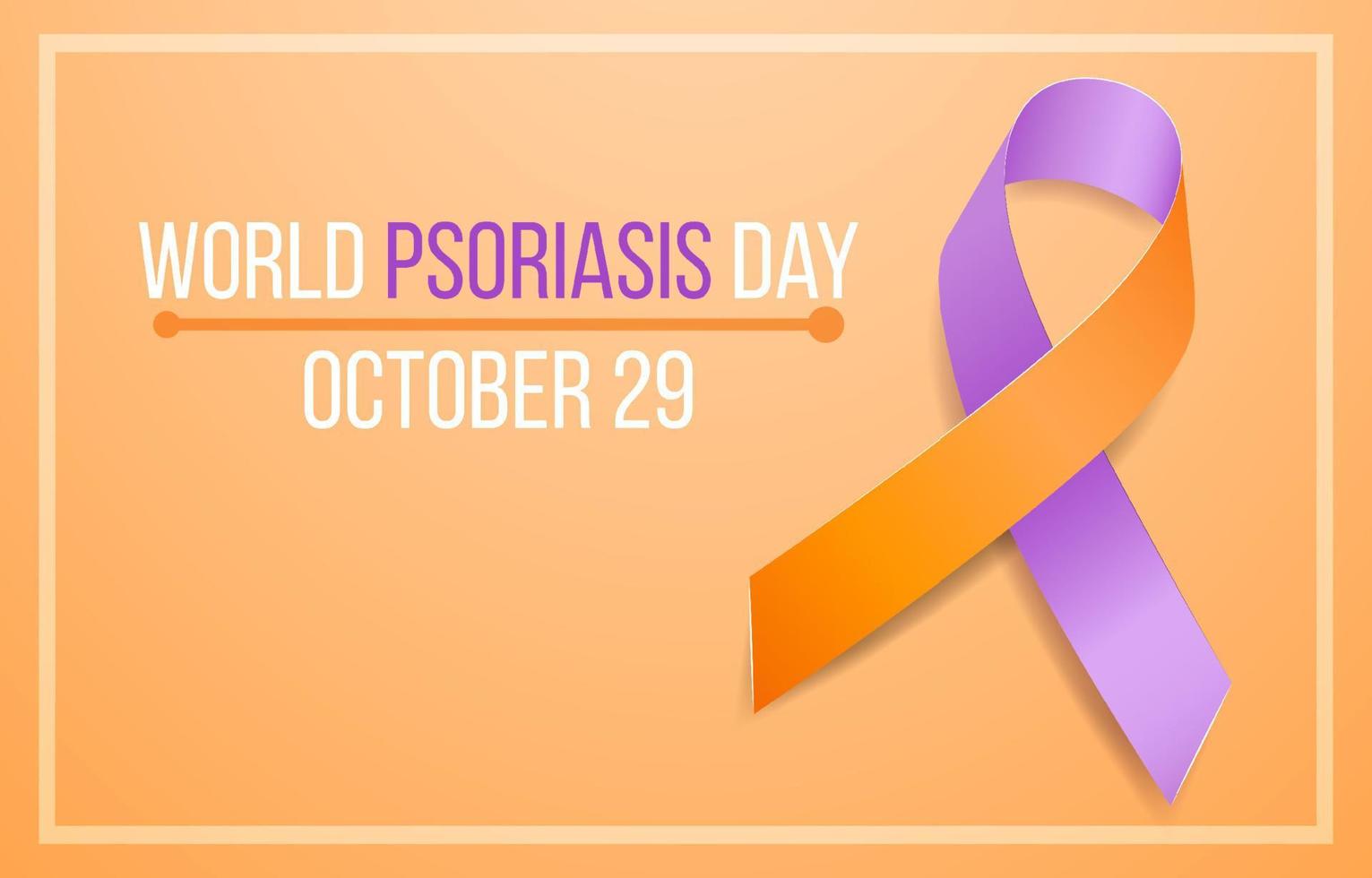 concepto del día mundial de la conciencia de la psoriasis. plantilla de banner con conciencia de cinta lavanda y naranja. ilustración vectorial vector