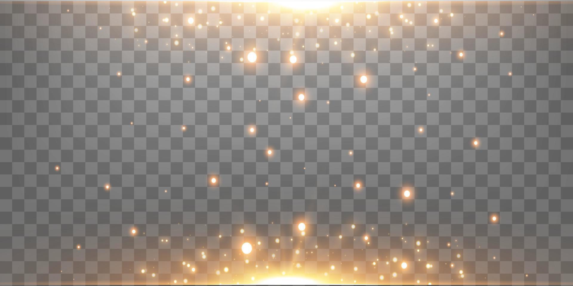 Gold horizontal lens flare. Isolated on transparent background. Yellow glow flare light effect. Vector illustration.