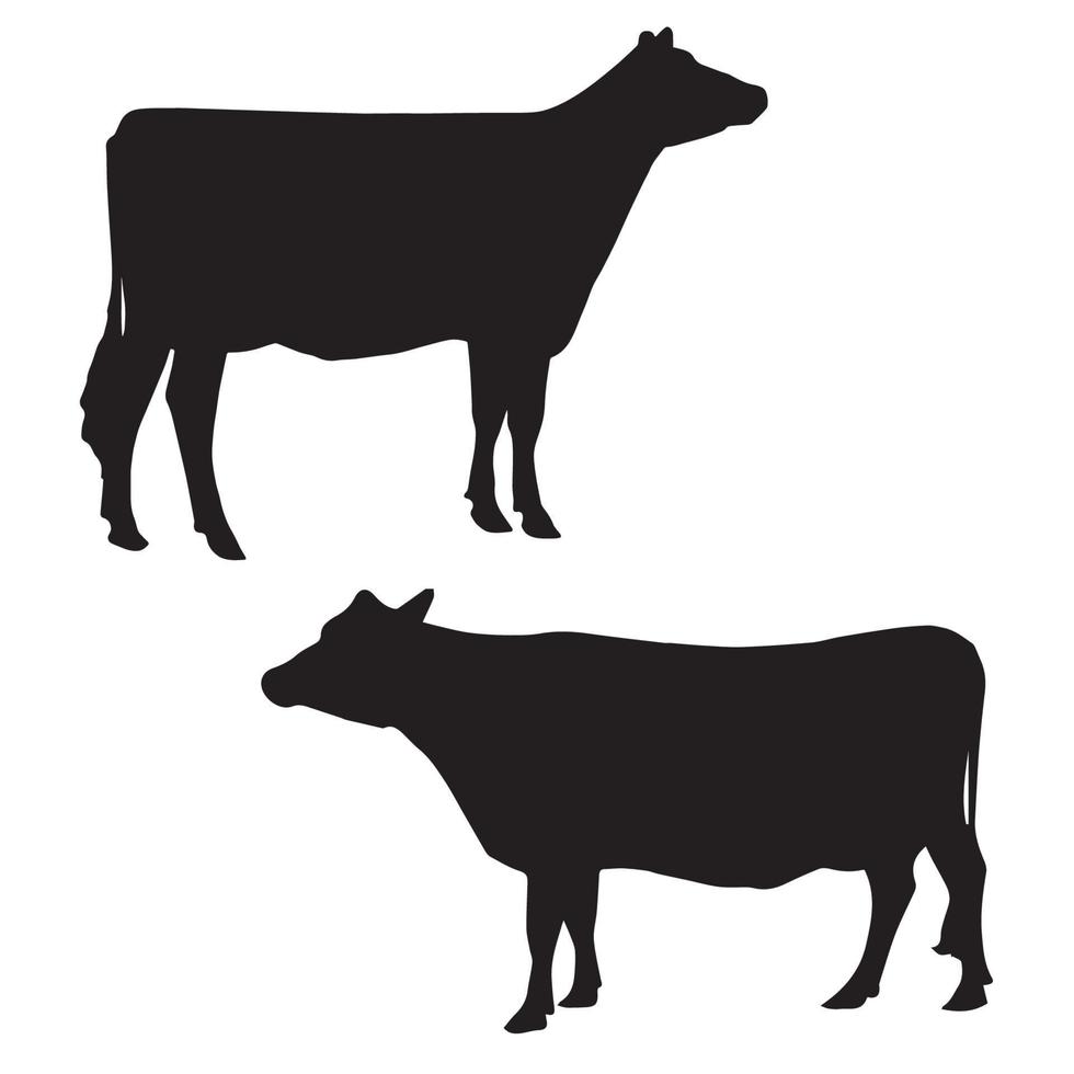 arte de silueta de vaca vector