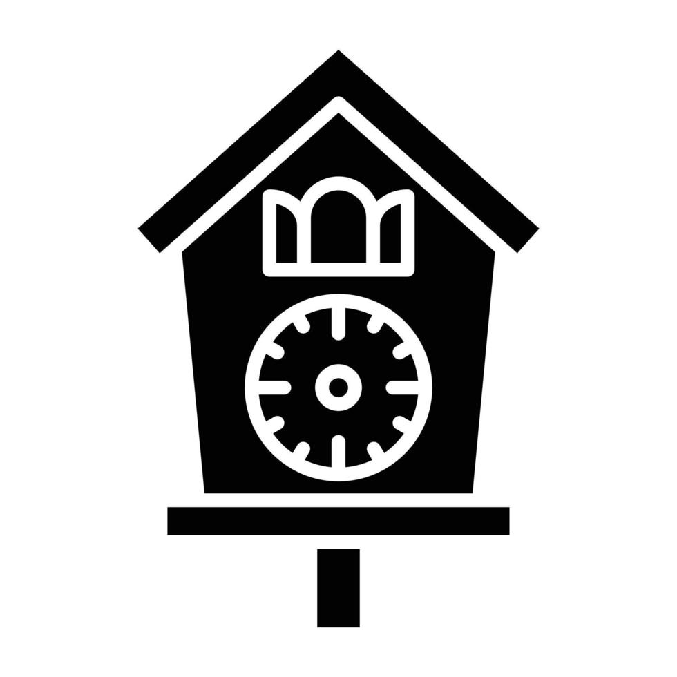 estilo de icono de reloj de cuco vector