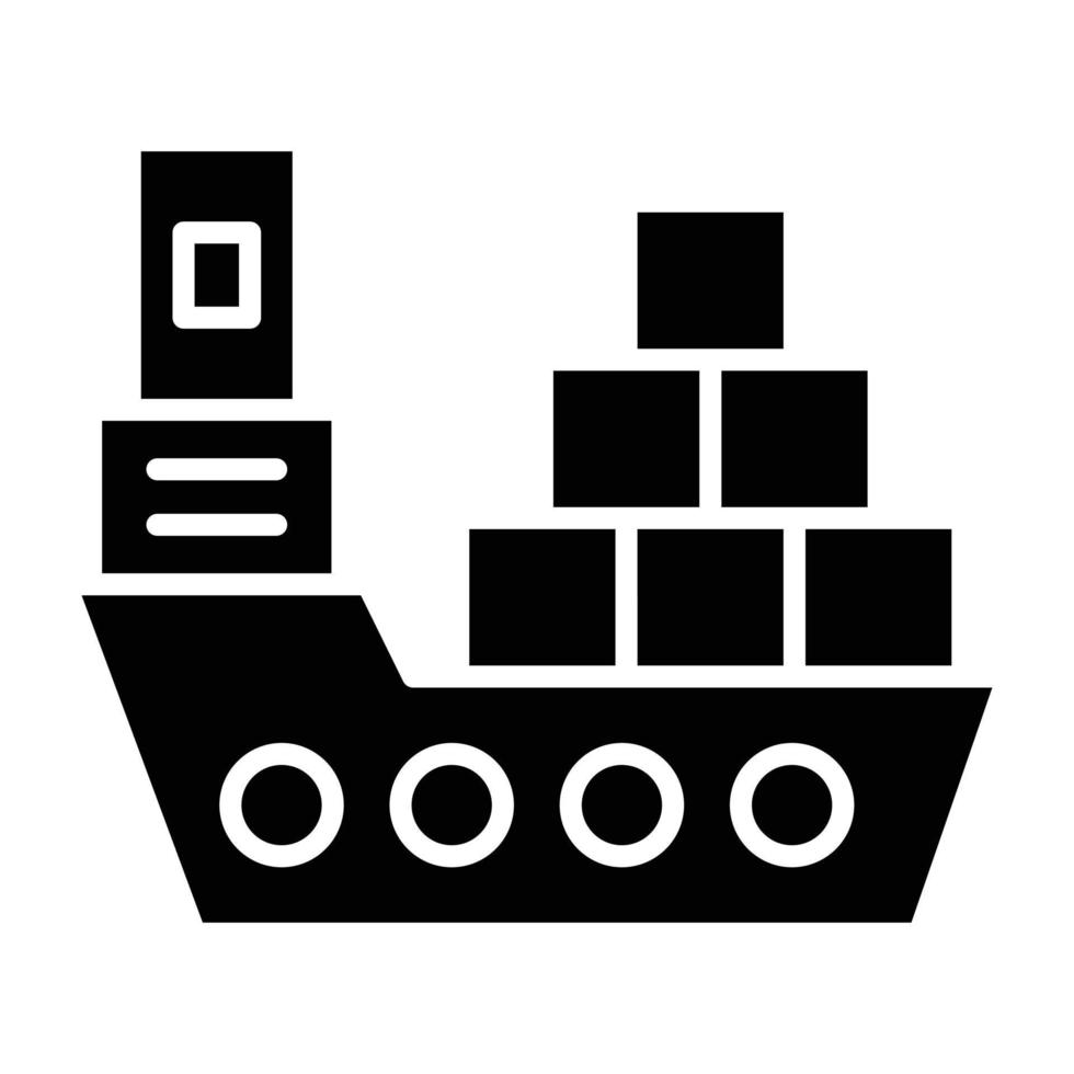 estilo de icono de barco de carga vector