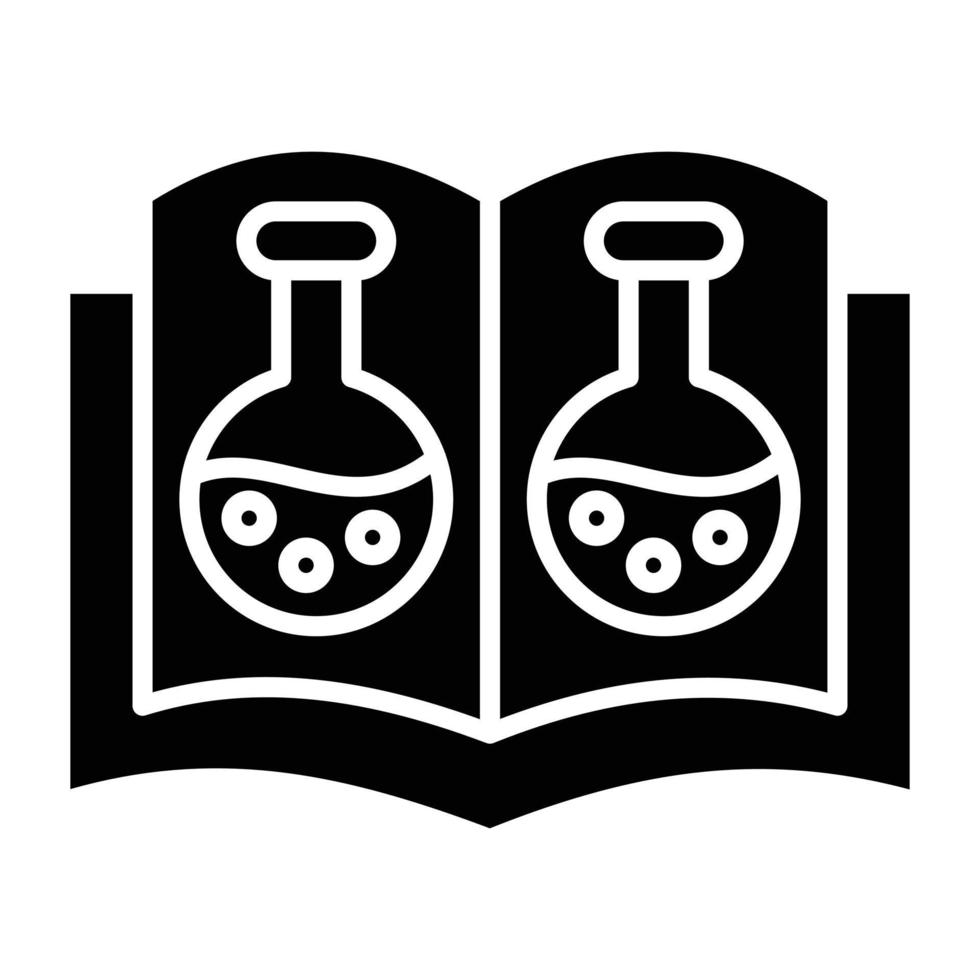 estilo de icono de libro abierto de química vector