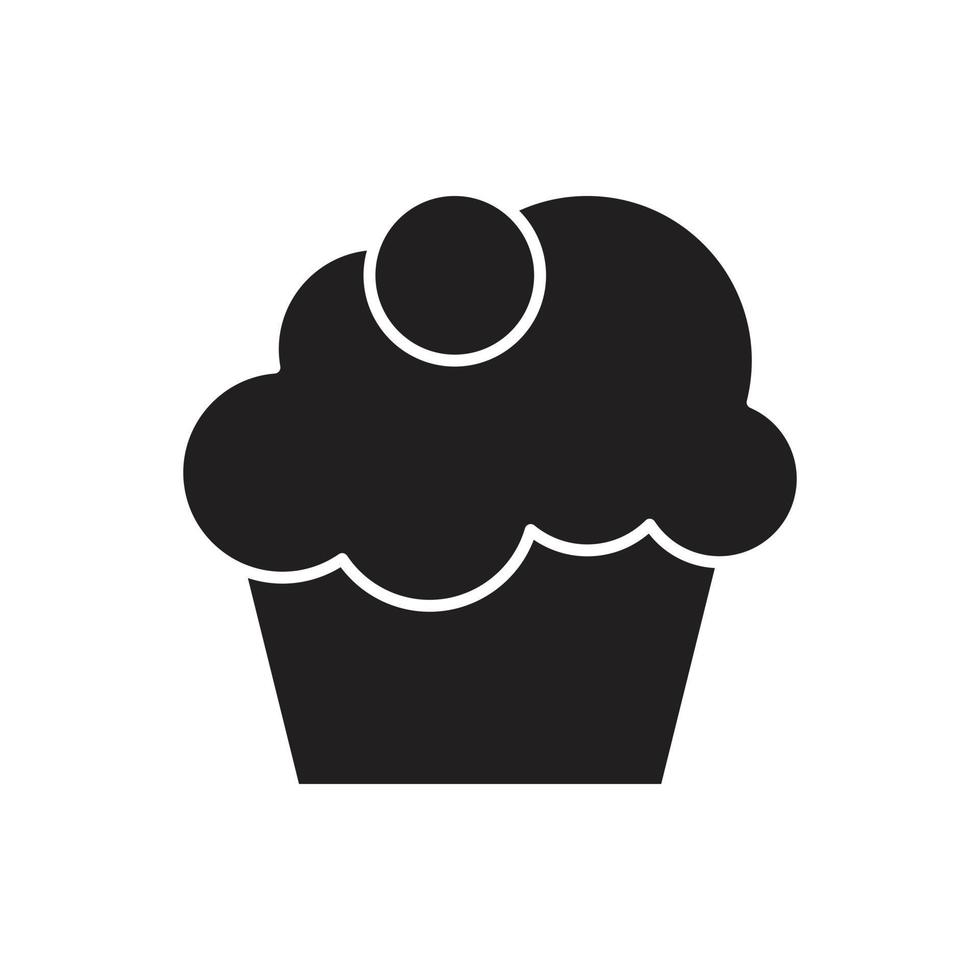 silueta de vector de cupcake para icono de símbolo de sitio web