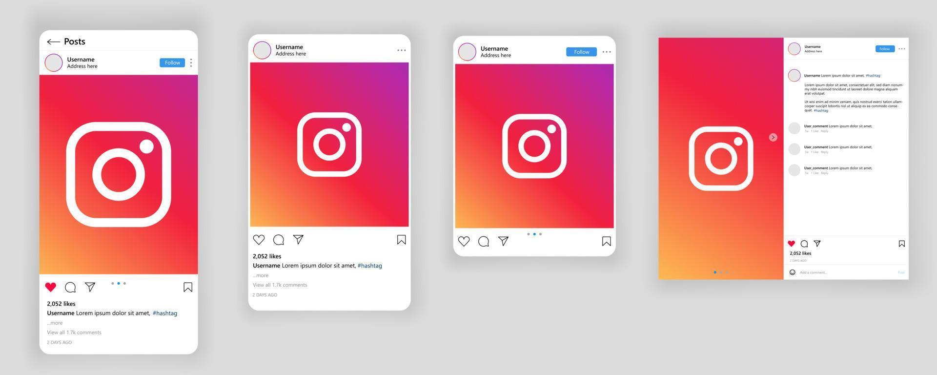 Instagram Social Media Post Vector Mockup Template, Instagram post Instagram Social Media Post Vector Mockup Template, Instagram post